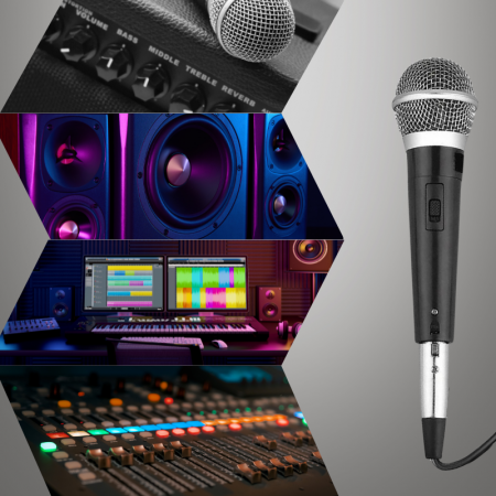 Microfon Profesional cu Fir VENTART, Cardioid, Dinamic, Karaoke, Live, Petreceri, Conferinte, Negru [4]