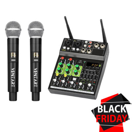 Neamplificate - Mixer audio cu 2 microfoane wireless