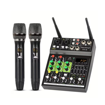 Neamplificate - Mixer audio cu 2 microfoane wireless