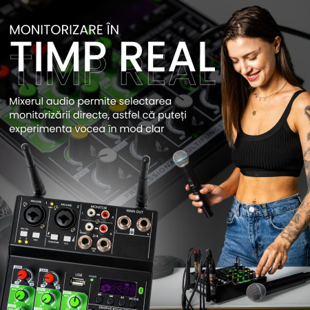 Mixer audio cu 2 microfoane wireless [3]