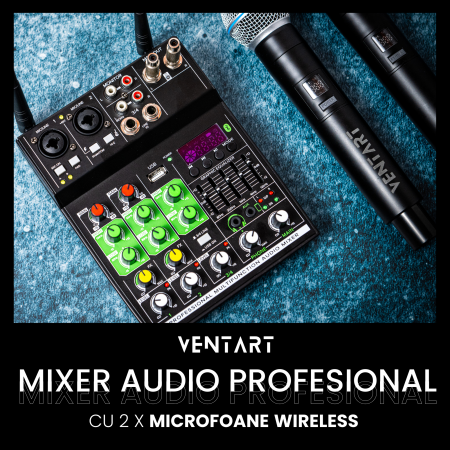 Mixer audio cu 2 microfoane wireless [1]