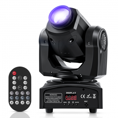 Lumini pentru scenă - Moving Head VENTART, Proiector LED 60W, Control Telecomanda, DMX512, 7 Culori si 7 Modele, Unghi de Proiectie 12°, Dimmer 0-100%, Stroboscop 1-18Hz, Petreceri, Evenimente, DJ, Negru