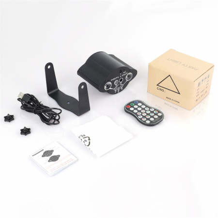 Proiector de lumini disco VENTART 3-in-1 RGB + UV, Laser Rosu si Verde, Telecomanda, Jocuri de lumini, Stroboscop, Alimentare USB, pentru Petreceri, Karaoke, DJ, Negru [6]