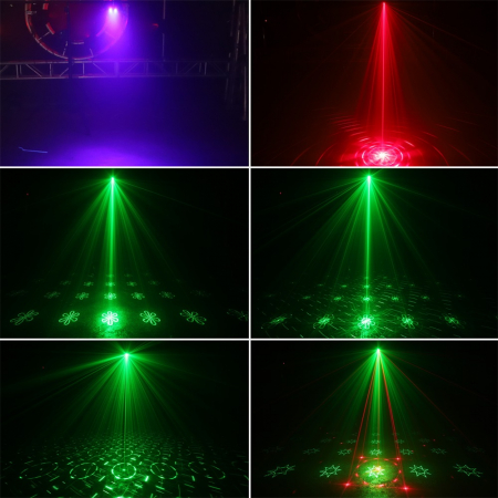 Proiector de lumini disco VENTART 3-in-1 RGB + UV, Laser Rosu si Verde, Telecomanda, Jocuri de lumini, Stroboscop, Alimentare USB, pentru Petreceri, Karaoke, DJ, Negru [4]