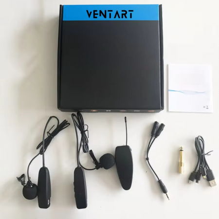 Set 2 Microfoane Lavaliera VENTART cu Receiver Wireless, Plug and Play, compatibil cu Telefon, Boxe, Computer, pentru Interviuri, Live-uri, Conferinte, Negre [2]