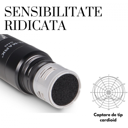 Set 4 Microfoane Profesionale VENTART, Montare Rack, Wireless, Antena pentru Distante lungi, UHF, cu Receiver, Omnidirectionale, Portabile, pentru Karaoke, Conferinte, Evenimente, Negre [4]