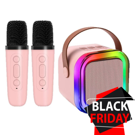 Set Karaoke VENTART pentru Copii, 2 Microfoane cu Boxă, LED-uri, Efecte Vocale