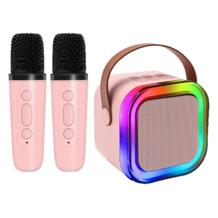 Boxe - Set Karaoke VENTART pentru Copii, 2 Microfoane cu Boxă, LED-uri, Efecte Vocale
