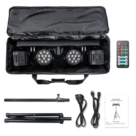 Lumini pentru scenă - Sistem de Lumini PAR VENTART pentru Scena, 60W, 32 LED-uri RGBW,DMX, Control vocal, Telecomanda, Beam și Wash,  DJ, Concerte, Evenimente, Negru