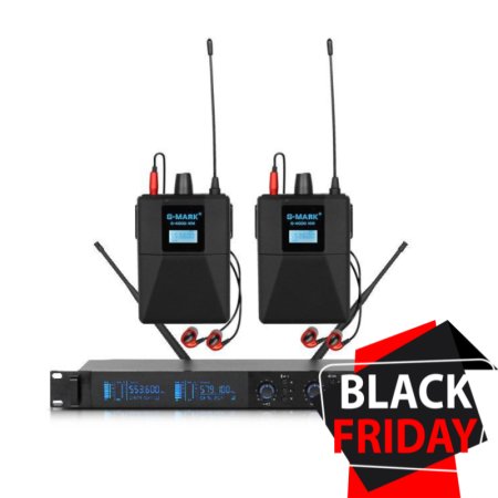 Monitorizare In-Ear - Sistem Wireless Monitorizare In-Ear VENTART – 2 Bodypack-uri, Casti Profesionale, 100 m Raza de Actiune, Monitorizare Audio pentru Scena, Muzicieni, Concerte, Fara Fir, Negru