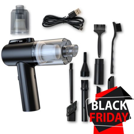 HOME - Suflanta aer VENTART, 4 in 1, pentru Indepartare praf, Aspirare PC, Umflare si Vidare, curatare Tastatura, Gratar, canapea 100000 RPM, 14 tipuri de Accesorii, Lanterna LED, Afisaj LED, fara Fir, Negru