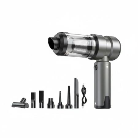 HOME - Suflanta aer VENTART, portabila, 4 in 1, 16000 RPM, fara fir, Aspirare si Suflare, pentru indepartare praf PC, tastatura, masina, riflaje, neagra