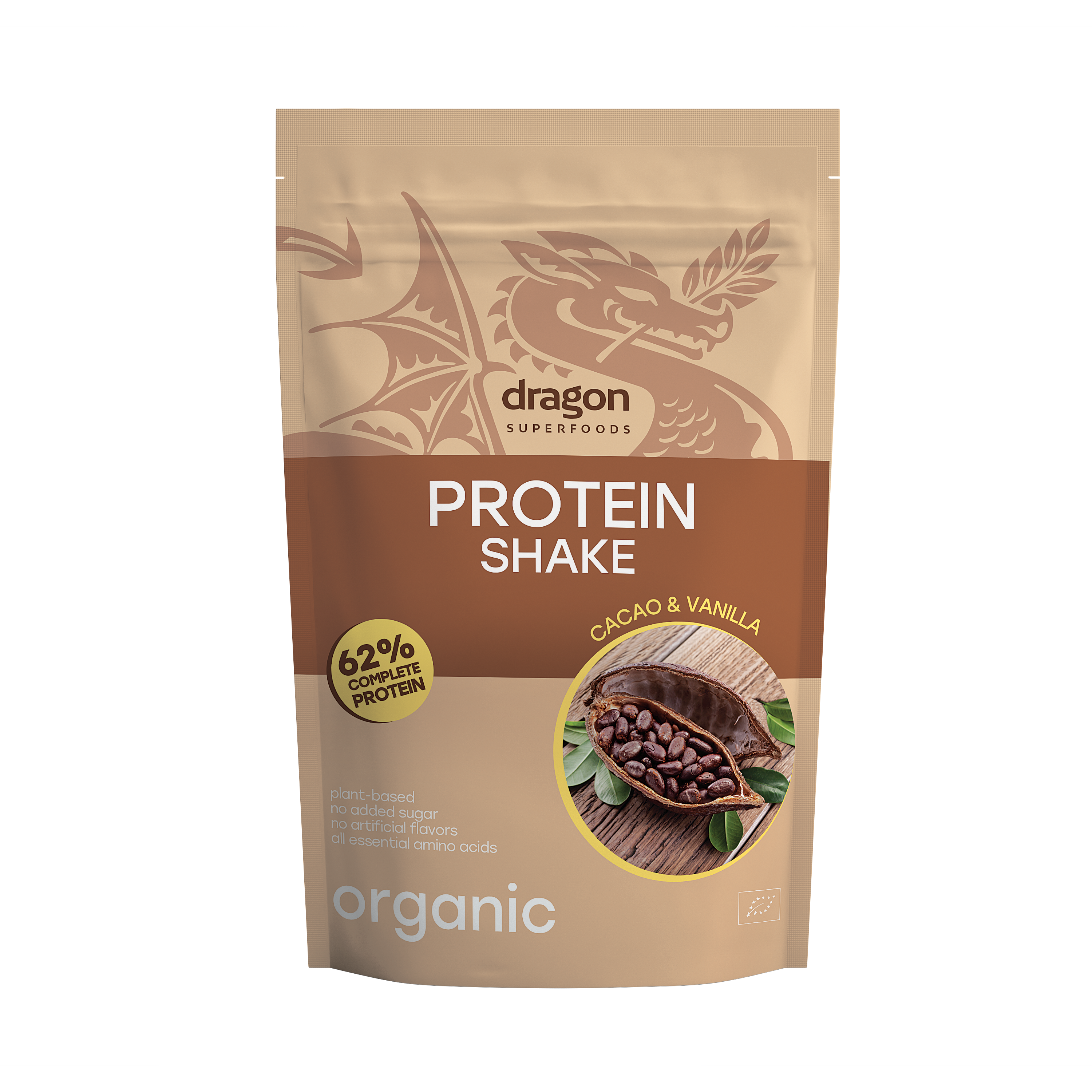 Shake proteic cacao si vanilie bio 500g Dragon Superfoods - 62% proteine                             [1]