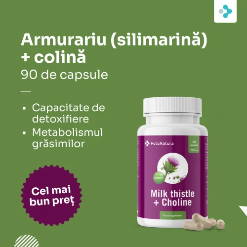 Armurariu (silimarină) + colină, detoxifiere hepatică, 90 cps, FutuNatura [2]