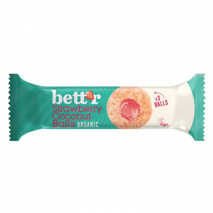 Bilute cu umplutura de capsuni si cocos, bio, 3x15g, Bettr                                           [1]