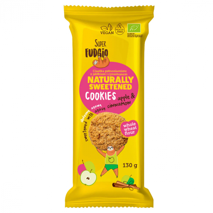 Biscuiti cu agave, mar si scortisoara, bio, 130g, Super Fudgio                                       [1]