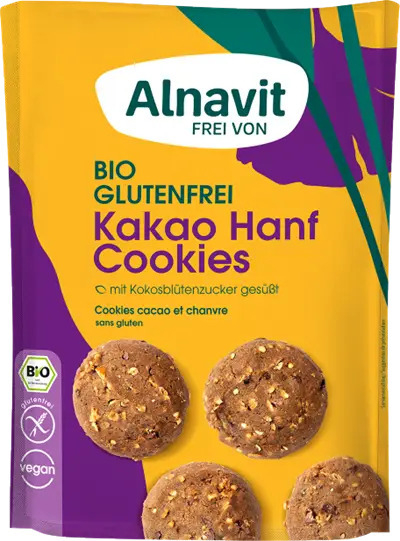 Biscuiti cu seminte de canepa si cacao fara gluten, bio, 125g Alnavit                                [1]
