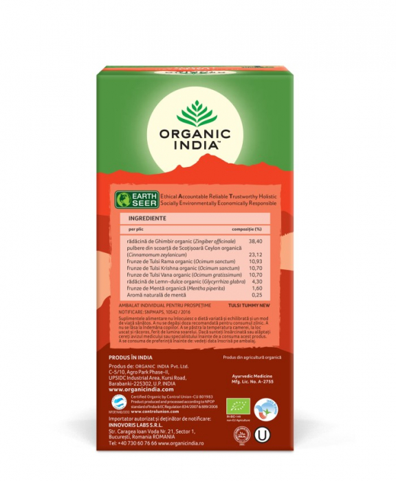 Ceai Digestiv Tulsi (Busuioc Sfant) Tummy cu Ghimbir, Plante Savuroase si Condimente [2]