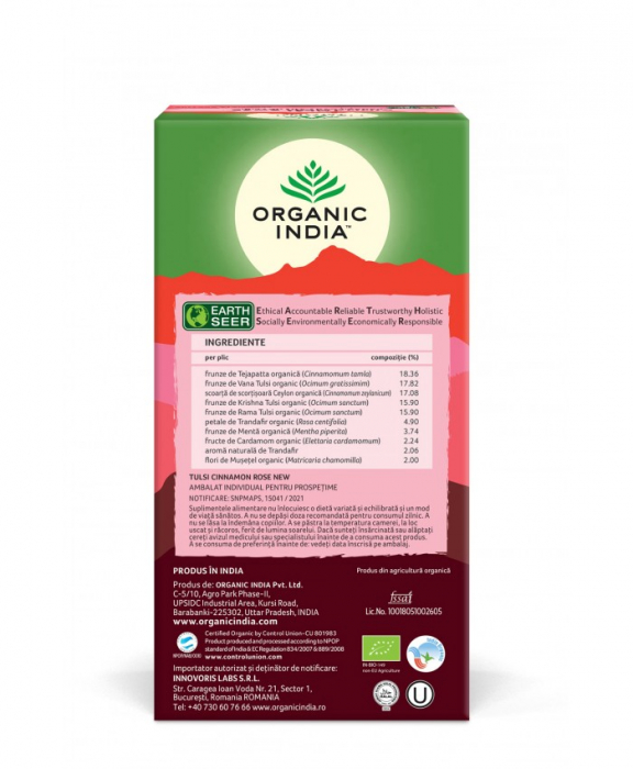 Ceai Tulsi (Busuioc Sfant) Scortisoara Trandafiri | Ceai Adaptogen Antistres & Divin, plicuri [2]