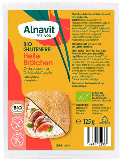 Chifle albe fara gluten, precoapte, bio, 125g, 2 buc. Alnavit                                        [1]