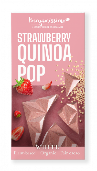 Ciocolata alba cu capsuni si quinoa, bio, 60g, Benjamissimo                                          [1]