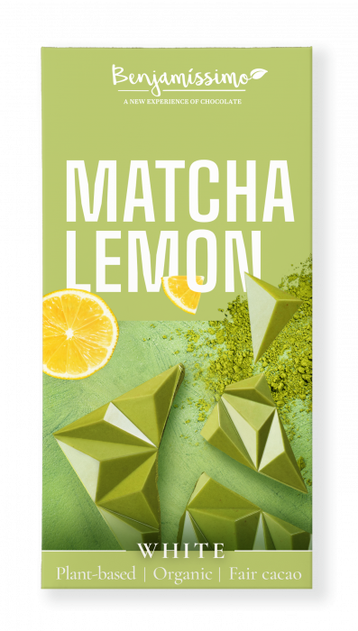 Ciocolata alba cu matcha si lamaie, bio, 60g, Benjamissimo                                           [1]