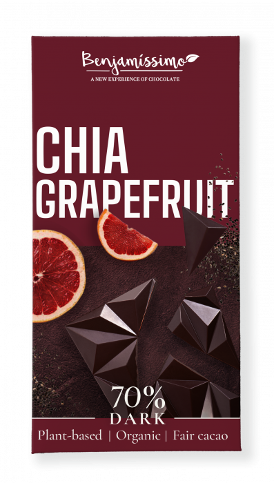 Ciocolata neagra 70% cu chia si grapefruit, bio, 60g, Benjamissimo                                   [1]