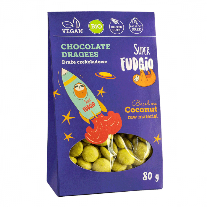 Drajeuri de ciocolata cu cocos, bio, 80g, Super Fudgio                                               [1]