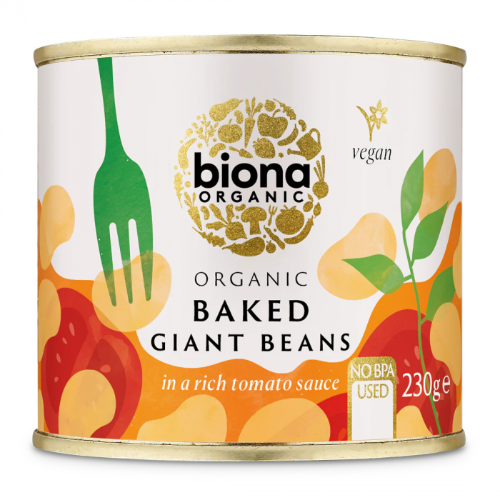 Fasole alba uriasa in sos de rosii, bio, 230g, Biona                                                 [1]
