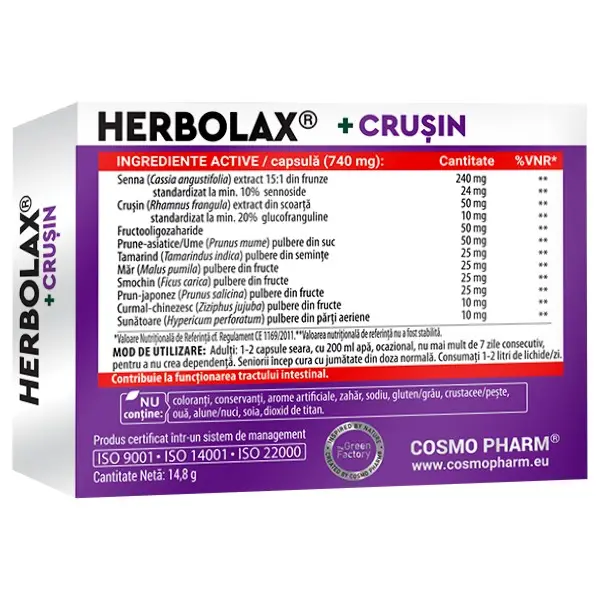Herbolax + Crusin Laxativ Natural Pentru Constipatie Cronica, 20 cps vegetale [2]