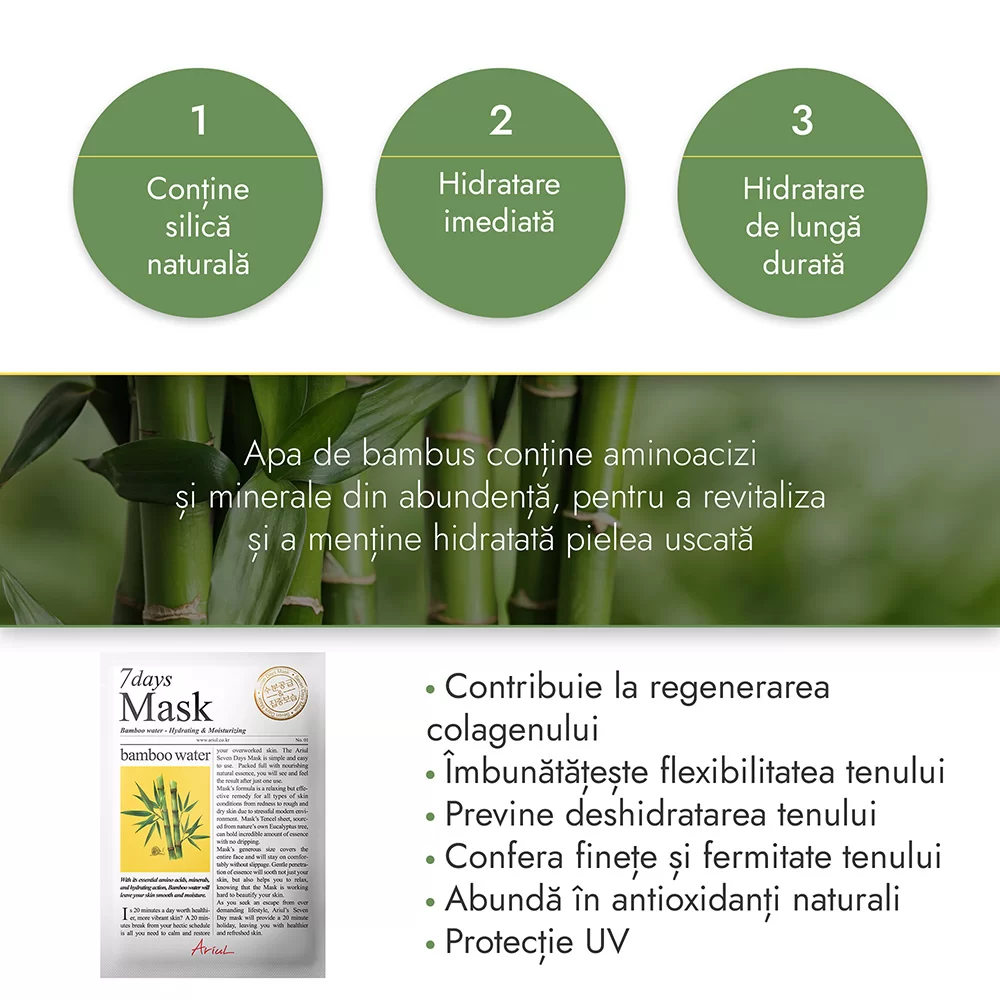 Mască Șervețel 7 Days Apă de Bambus, 20g [3]