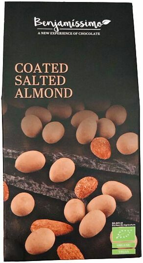 Migdale sarate invelite in ciocolata cu caramel sarat, bio, 60g, Benjamissimo                        [1]