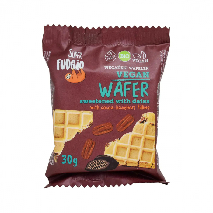 Napolitana cu cacao si alune de padure indulcite cu curmale, bio, 30g, Super Fudgio                  [1]