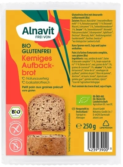 Paine cu multicereale fara gluten, precoapta, bio, 250g Alnavit                                      [1]