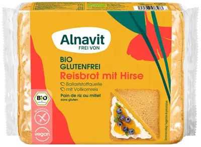 Paine cu orez si mei fara gluten, bio, 375g Alnavit                                                  [1]