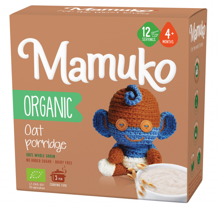 Porridge din ovaz bio, 4+ luni, 200g Mamuko                                                          [1]