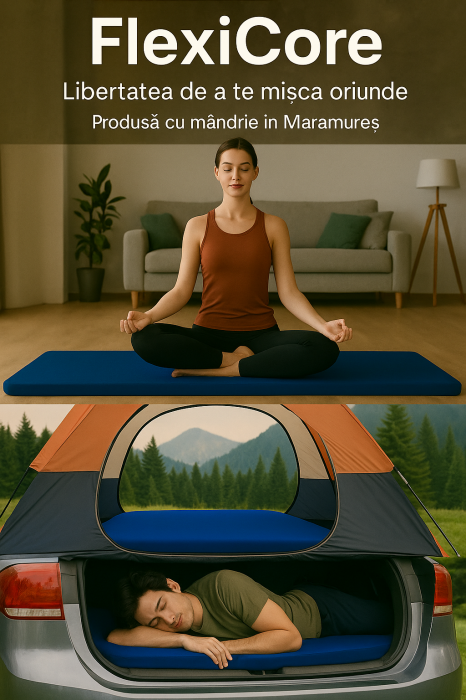 Saltea sport FlexiCore pentru exerciții la sol, de culoare Albastra 200x90 cm [4]
