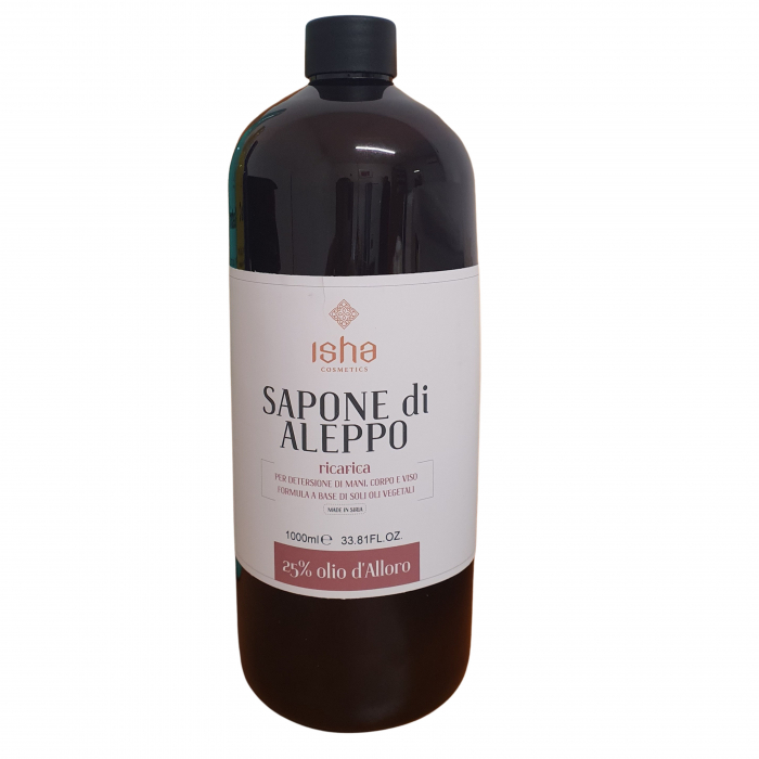 Sapun de alep lichid cu 25% ulei de dafin, 1000ml, Isha                                              [1]
