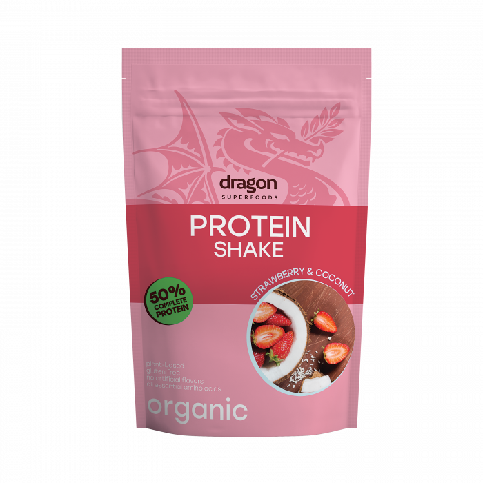 Shake proteic capsuni si cocos bio 450g Dragon Superfoods - 50% proteine                             [1]