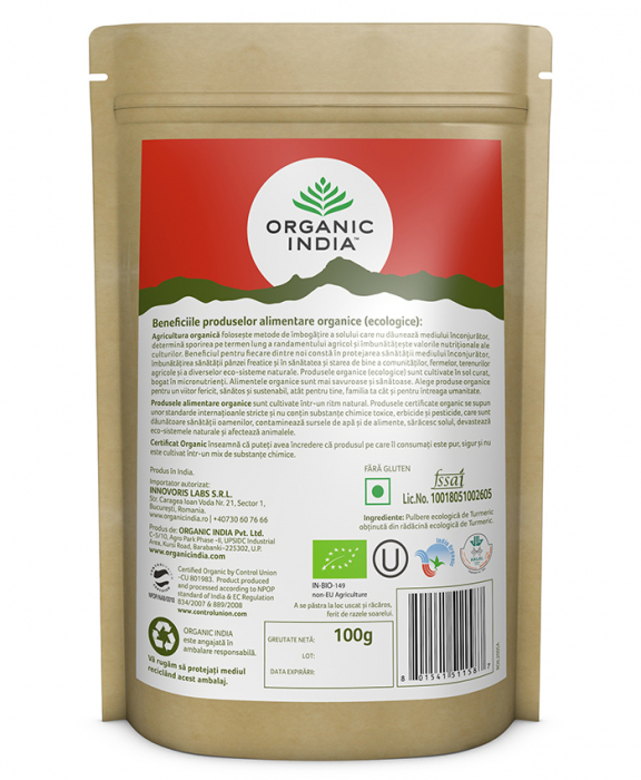 Turmeric Certificat Ecologic Pulbere 100g | Fără Gluten [2]