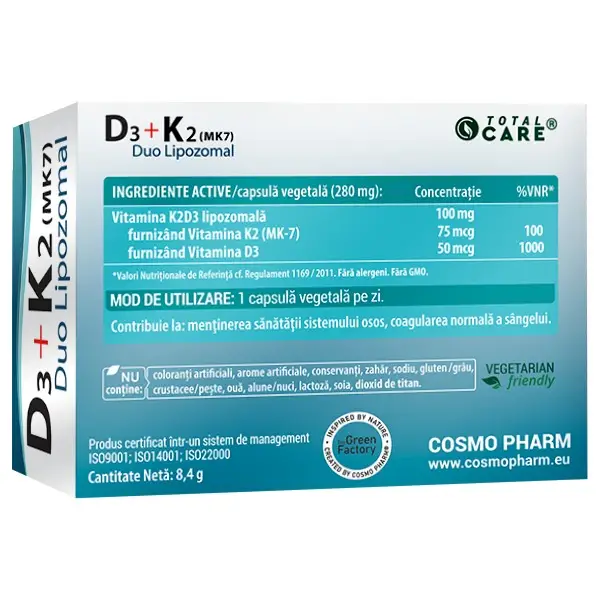 Vitamina D3 K2 Lipozomala – absorbtie ridicata, 30 cps [2]