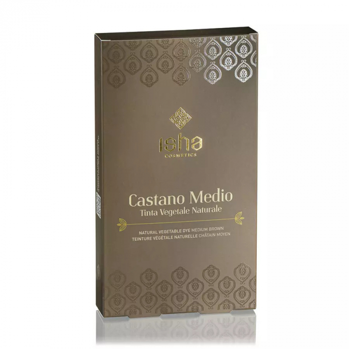 Vopsea de par naturala castaniu mediu, 100g, Isha                                                    [1]