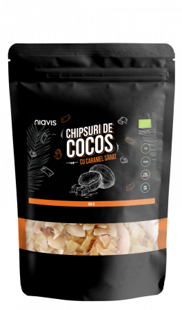 Fructe Deshidratate, Uscate & Confiate - Chipsuri de Cocos cu Caramel Sarat Ecologice/BIO 100g