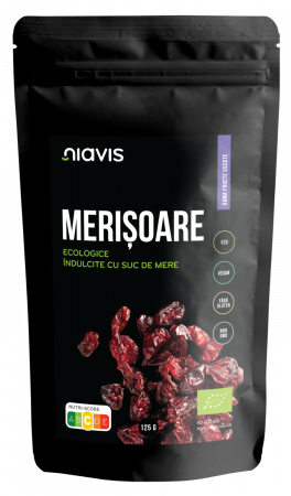 Fructe Deshidratate, Uscate & Confiate - Merisoare Ecologice/BIO Indulcite cu Suc de Mere 125g