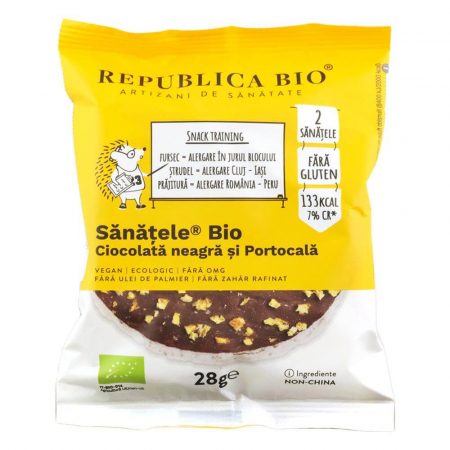 Alimente - SANATELE BIO Ciocolata neagra si Portocala, ecologic, fara gluten, 28g