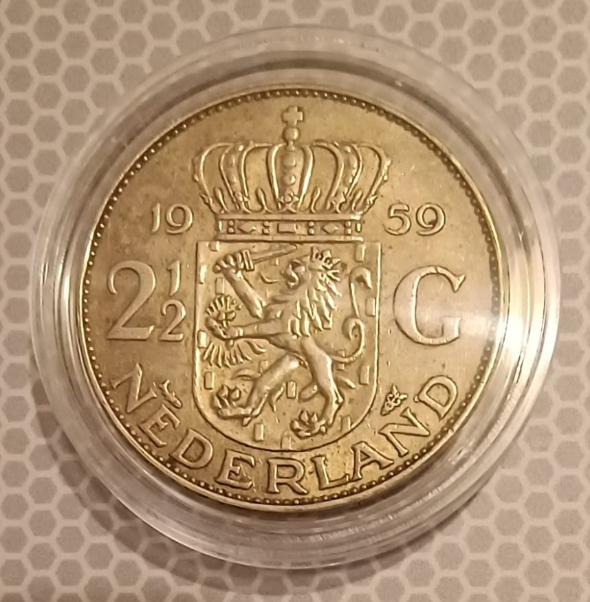 2.5 GULDENI OLANDA 1959 ARGINT [2]