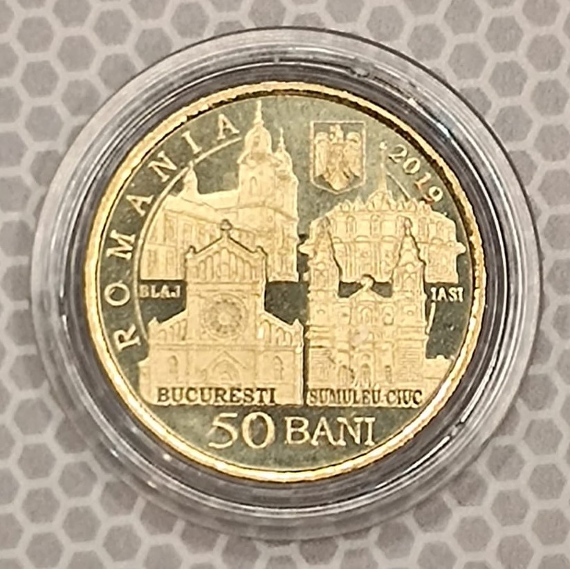 50 BANI 2019 VIZITA PAPEI - UNC, IN CAPSULA [2]