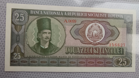 NUMISMATICA - 25 LEI 1966 TUDOR VLADIMIRESCU UNC