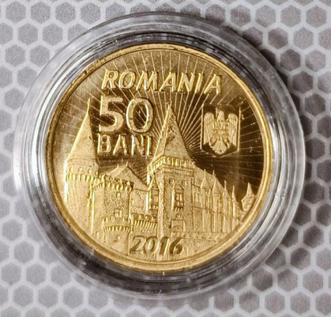 MONEDE ROMANIA - 50 BANI 2016 IANCU DE HUNEDOARA UNC IN CAPSULA