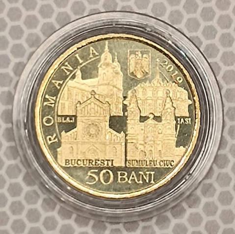 50 BANI 2019 VIZITA PAPEI - UNC, IN CAPSULA [1]